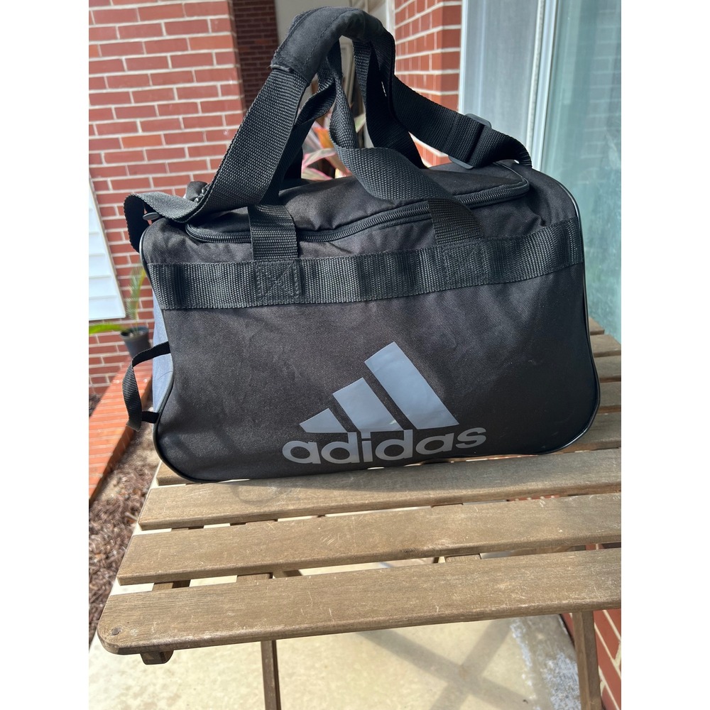 Adidas Black Grey Small Duffel Bag Gym Travel Sports Bag 0139470
